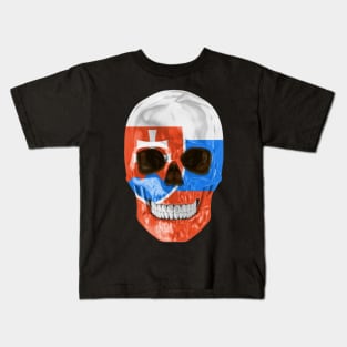 Slovakia Flag Skull - Gift for Slovakian With Roots From Slovakia Kids T-Shirt